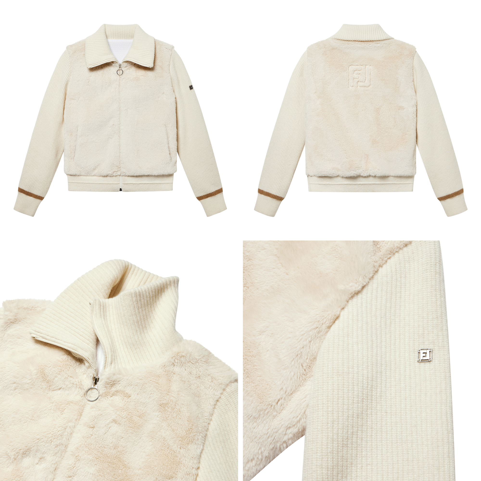 여성 퍼 하이브리드 니트 자켓