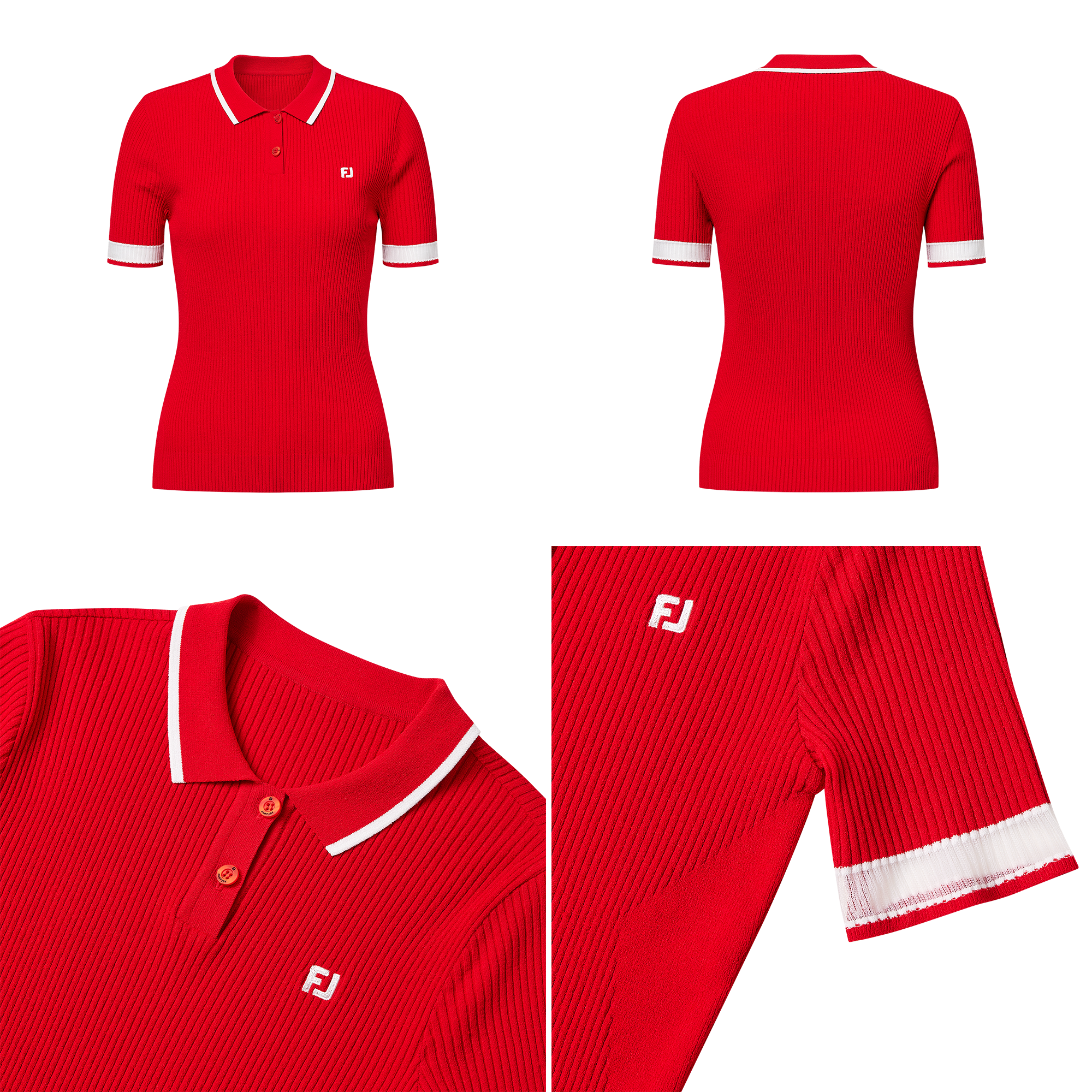 여성 슬림 니트 반팔 폴로 셔츠