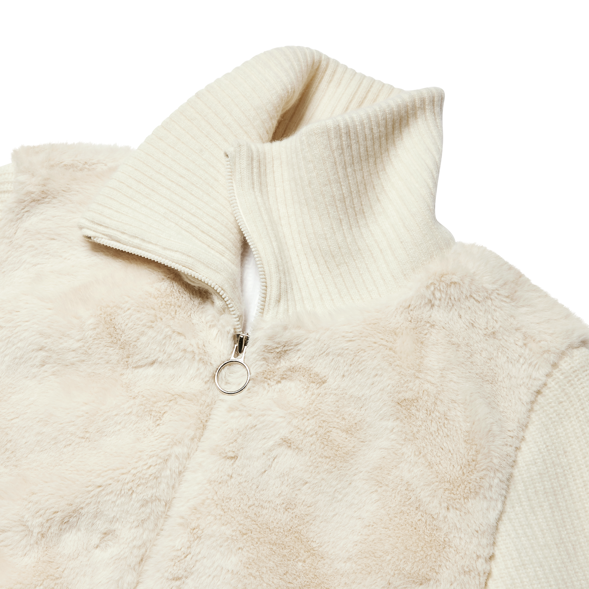 여성 퍼 하이브리드 니트 자켓